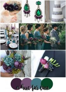 wedding photo - Eggplant, Teal And Emerald Jewel Toned Wedding Colour Scheme