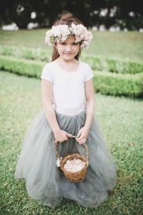 wedding photo - Tulle Ball Gown Sash Unique Flower Girl Dress