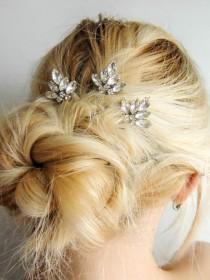 wedding photo - Set of 3/ Swarovski Crystal Hair Pins/ Hair Pins/ Bridal Hair Accessories/ Wedding Hair Accessories/ Bridal hair pin/Crystal pin set