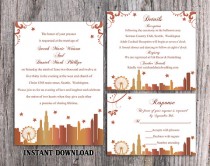 wedding photo -  DIY Wedding Invitation Template Set Editable Word File Download Printable Invitation Chicago Skyline Invitation Elegant Invitation