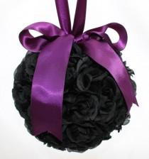 wedding photo - SALE Black and Purple Rose Pomander