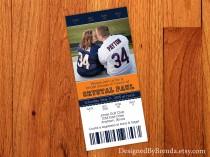 wedding photo - Ticket Bridal Shower Invitation - Blue & Orange - Can be any colors - Sports Themed - Also can be Wedding Rehearsal Dinner or Save the Dates