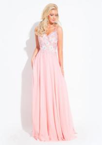 wedding photo -  Straps Crystals Appliques Sleeveless Pink Blue Chiffon Ruched Floor Length
