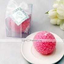 wedding photo -  Recipient Gifts - 1Box/Set - Bridesmaids Pink Rose Ball Candles Favors (6.5 x 6.5 x 6.5 cm/box) Cake Decorating