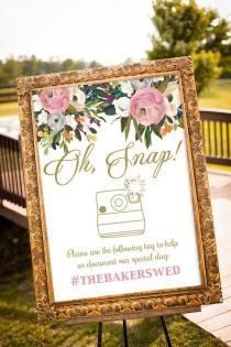 wedding photo - Hashtag Wedding Printable, Hashtag Wedding, Large Custom Wedding Sign, Blush And Gold Wedding Decor, Oh Snap Wedding Sign