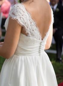 wedding photo - H1541 customize designer simple taffeta wedding dress with pockets