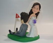 wedding photo - Golf wedding cake topper personalized toppers funny cartoon bride & groom figure figurines