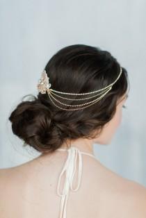 wedding photo - Rose Gold Hair Chain, Bridal Hair Chain Bohemian Hair Chain, Crystal Headpiece, Bridal Accessory, Gold Hair Chain, Chain Accessory, ARABELLA