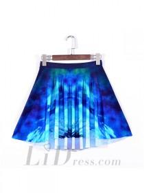 wedding photo -  Gifts Best Selling Womens Fan Series With Digital Printing Blue Nebula Pleated Skirts Skt1111
