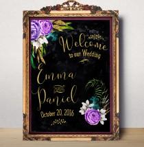 wedding photo -  Wedding Welcome sign Welcome to our wedding Printable Custom Wedding Sign Chalkboard modern floral wedding sign Welcome Poster idw25