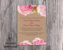 wedding photo -  DIY Rustic Wedding Invitation Template Editable Word File Download Printable Pink Invitation Boho Wedding Invitation Peonies Invitation