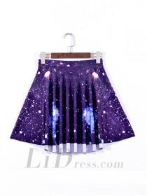 wedding photo -  Purple Star Sky Digital Emoji Pleated Skirt Skt1099