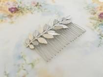 wedding photo -  Silver Leaf Hair Comb.Grecian Hair Comb.Silver Leaf Bridal headpiece.Silver Branch.Leaf fascinator.Leaf hair accessory.wedding hair piece