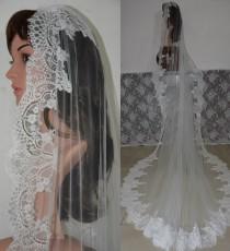 wedding photo - MANTILLA LACE VEIL-Cathedral mantilla lace veil-Cathedral lace wedding veil