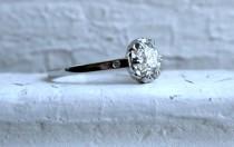 wedding photo - Vintage Inspired Custom Platinum Ring with Diamonds.