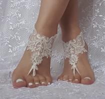 wedding photo - Free ship  ivory  wedding barefoot sandals wedding prom party steampunk bangle beach anklets bangles bridal bride bridesmaid