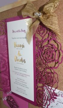 wedding photo - Rose / Flower Lasercut Wedding and Engagement Invitation Sleeves
