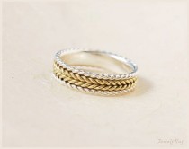 wedding photo - Braided Wedding Ring - Silver and Gold Braided Ring, Unique wedding band, Mixed metal wedding ring, Silver and Gold wedding ring, Love ring