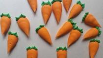 wedding photo - Royal icing carrots -- carrot cake  -- Handmade cake decorations cupcake toppers (12 pieces)
