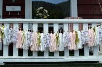 wedding photo - Wedding  tassel garland - Pink and gold Tassel Garland - Bridal Shower Tassels - Baby Girl Nursery - Shabby Chic Decor - Tassel Garland