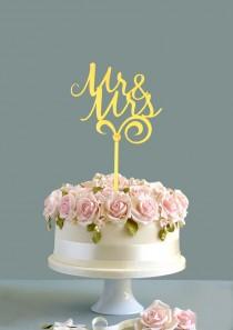 wedding photo - Wedding cake topper, Mr & Mrs cake topper, gold cake topper, wooden cake topper, custom cake topper