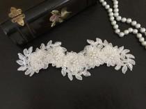 wedding photo -  Bridal Hair Accessories, Wedding Head Piece, Ivory Beaded Lace, Pearl, Snap Clip