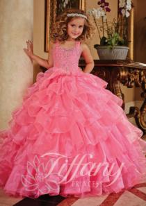 wedding photo -  Tiers Crystals Ball Gown Lace Up Pink Tulle Straps Floor Length Sleeveless