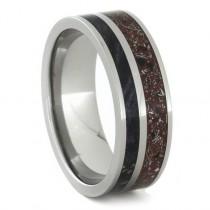 wedding photo - Red Stardust and Black Box Elder Wood Ring in Titanium Sleeve