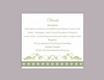 wedding photo -  DIY Wedding Details Card Template Editable Word File Download Printable Details Card Olive Green Details Card Elegant Information Cards