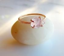 wedding photo - Raw Rose Quartz Ring, Rough Pink Stone Ring, Quartz Crystal Rose Gold, Natural Gemstone Nugget Ring Made To Order Size 4 through Size 10