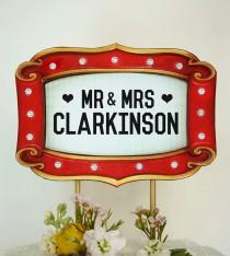 wedding photo - Custom Wedding Cake Topper Marquee Sign - Movie Theater Decoration with Keepsake Stand. More Info? Scroll & Read "Item Details"