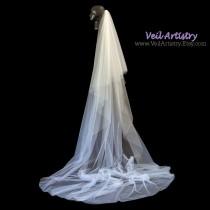wedding photo - Long Wedding Veil, Radiance Veil, Royal Cathedral Veil, 2 Tier Wedding Veil, Cut Edge Veil, Made-to-Order Veil, Handmade Veil
