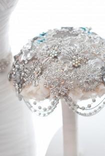 wedding photo - Great Gatsby Wedding Brooch Bouquet. "Glamour Gatsby" Pearl Crystal Wedding Bouquets, Jewelry Bridal Broach Bouquet, Ruby Blooms Weddings