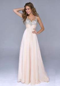 wedding photo -  Zipper Sleeveless A-line Champagne Straps Beads Pink Chiffon Floor Length Ruched