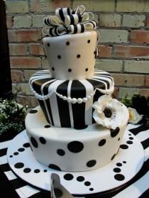 wedding photo - Black & White Stripes — Whimsical / Topsy-Turvy Cakes