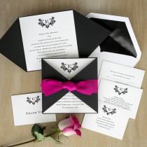 wedding photo - Initial Invitation with Folded Wrap - Thermography Wedding Invite - Modern Wedding Invitation - Custom Wedding Invitation Suite - AV1617