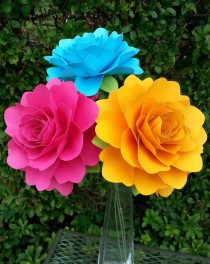 wedding photo - Paper Flowers - Wedding Decorations - Home Decor - X-Large Flowers - Set Of 12 - Bright Colors - MADE TO ORDER
