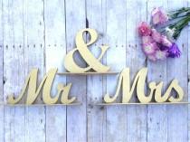 wedding photo - Mr and Mrs Sign, Wedding Sweetheart Table, Mr and Mrs Table Sign, Gold Glitter, Wedding Sign, Mr & Mrs Letters XL, Bride Groom Table Decor