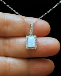 wedding photo -  Opal Necklace, White Opal Necklace, Opal Jewelry, Sterling Silver Necklace, Dainty Necklace, October Birthstone Necklace, Layering Necklace