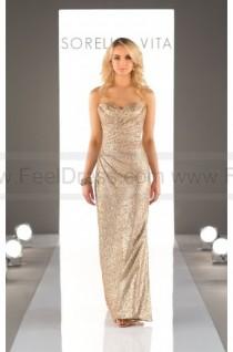 wedding photo -  Sorella Vita Floor Length Sequin Metallic Bridesmaid Dress Style 8794