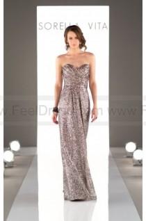 wedding photo -  Sorella Vita Long Metallic Sequin Bridesmaid Dress Style 8834