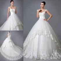 wedding photo -  2016 New Wedding Dresses Beaded Applique Tulle Bridal Gowns Beads Wedding Dress Lace Wedding Dresses Sheer Wedding Dresses 2016 Wedding Dresses Online with 171.43/P