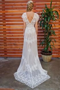 wedding photo - Azalea Draped Cotton Lace Wedding Dress