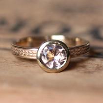 wedding photo - Morganite engagement ring, ethical engagement ring, morganite ring, gold braided ring, morganite solitaire, recycled gold ring, custom
