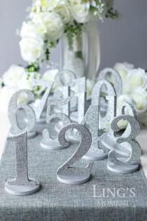 wedding photo - Table Numbers 1-25 Set-Glitter Wedding Table Numbers-Gold/Silver/Champagne/ Rose Gold Table Numbers-Wedding Table Decoration TNPSB