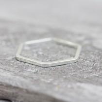 wedding photo - Simple hexagon - modern ring, Sterling silver stackable ring