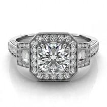 wedding photo -  Vintage Inspired Forever One Moissanite & Diamond Ring, Antique Moissanite Engagement Rings for Women, Side Stones, Diamond Jewelry