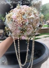 wedding photo - VICTORIAN GLAM BOUQUET - Deposit for a Custom Victorian Vintage Gatsby Style Jeweled Wedding Bouquet, Brooch Bouquet, Gold Brooch Bouquet