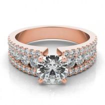 wedding photo -  Graduated Diamond & Forever One Moissanite 14k Rose Gold Ring