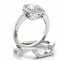 wedding photo -  3 Carat  Forever Brillaint Moissanite and Diamond Halo Engagement Ring, Moissanite vs Diamond, Bridal Sets, Wedding Sets
